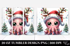 Winter Baby Octopus with Reindeer Horns, 20 Oz Tumbler Product Image 1