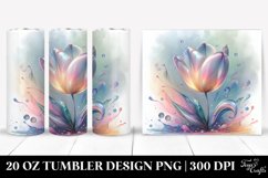 Shiny Tulip Watercolor Clipart, Transparent 20 Oz Tumbler Product Image 1