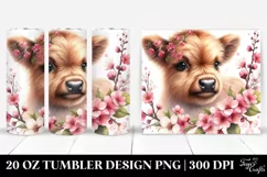 Smiling Highland Cow Cherry Blossom 20 oz Tumbler Product Image 1