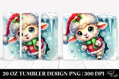 Excited Baby Lamb in Christmas Scene, Clipart 20 Oz Tumbler Product Image 1