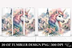 Colorful Baby Unicorn Village Square. 20 Oz Tumbler Design Product Image 1