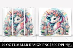 Colorful Baby Unicorn Village Square. 20 Oz Tumbler Design Product Image 1