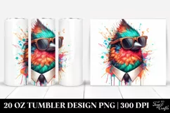 Vibrant Bird Sunglasses Paint Splashes. 20 Oz Tumbler Design Product Image 1