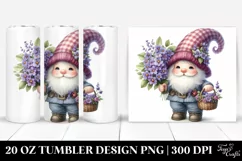 Detailed Cute Gnome Holding Flower Basket | 20 Oz Tumbler Product Image 1