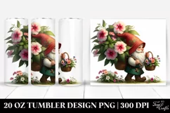 Digital Gnome Holding Impatiens Bouquet | 20 Oz Tumbler Product Image 1