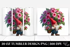 Digital Gnome Holding Impatiens Bouquet | 20 Oz Tumbler Product Image 1