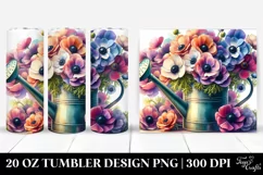 Colorful Watering Can with Anemone | 20 oz Tumbler Product Image 1