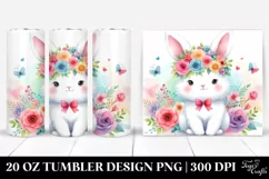 Cartoon-Style Rabbit with Flower Crown | 20 oz Tumbler Product Image 1