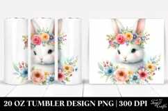 Cartoon-Style Rabbit with Flower Crown | 20 oz Tumbler Product Image 1