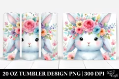 Cartoon-Style Rabbit with Flower Crown | 20 oz Tumbler Product Image 1