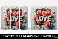 3D Text in Rose Bouquet Clipart 20 Oz Tumbler Product Image 1