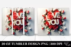 3D Text in Rose Bouquet Clipart 20 Oz Tumbler Product Image 1