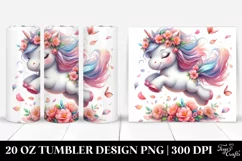 Baby Unicorn Tumbling with Spring Petals | 20 Oz Tumbler Product Image 1