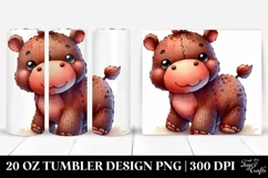 Vibrant Watercolor Plush Hippo | 20 Oz Tumbler Product Image 1