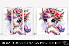 Vibrant Baby Unicorn with Floral Wreath 20 Oz Tumbler Product Image 1