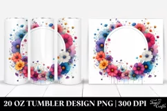20 Oz Tumbler Sublimation | Cosmos Watercolor Frame Design Product Image 1