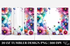 Vibrant Watercolor Frame with Cosmos | 20 oz Tumbler Product Image 1
