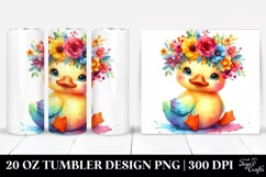 Cute Duck with Flower Crown 20 oz Tumbler Product Image 1