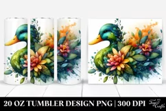 Vibrant Watercolor Duck. 20 Oz Tumbler Design Product Image 1