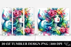 Vibrant Mermaid Floral Wreath Tumbler Product Image 1