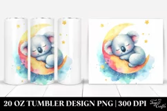 Colorful Koala Sleeping Moon Watercolor | 20 Oz Tumbler Product Image 1