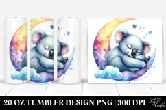 Colorful Koala Sleeping Moon Watercolor | 20 Oz Tumbler Product Image 1