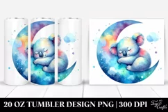 Colorful Koala Sleeping Moon Watercolor | 20 Oz Tumbler Product Image 1