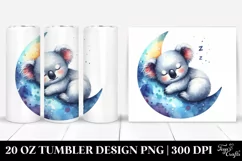 Colorful Koala Sleeping Moon Watercolor | 20 Oz Tumbler Product Image 1