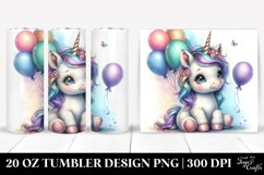 Cute Baby Unicorn Baloons Watercolor | 20 Oz Tumbler Product Image 1