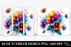 20 Oz Tumbler Sublimation | Glossy Pansy | Watercolor Product Image 1