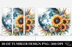 Colorful Half Moon and Sunflowers Design | 20 oz Tumbler Product Image 1
