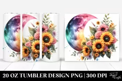 Colorful Half Moon and Sunflowers Design | 20 oz Tumbler Product Image 1