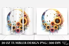 Colorful Half Moon and Sunflowers Design | 20 oz Tumbler Product Image 1