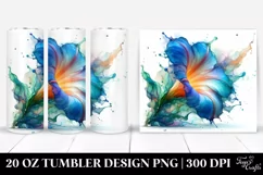 Abstract Glossy Morning Glory Watercolor | 20 Oz Tumbler Product Image 1
