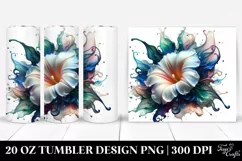 Abstract Glossy Morning Glory Watercolor | 20 Oz Tumbler Product Image 1
