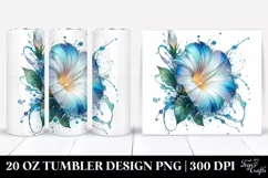Abstract Glossy Morning Glory Watercolor | 20 Oz Tumbler Product Image 1