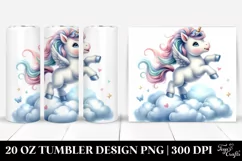 cute Baby Unicorn Dancing on Clouds | 20 Oz Tumbler Product Image 1
