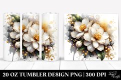 20 Oz Tumbler Sublimation | Shiny Jasmine with Golden Product Image 1