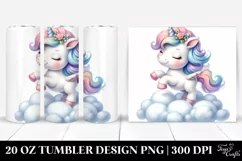 Cute Baby Unicorn Dancing Cloud | 20 Oz Tumbler Product Image 1