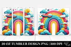 Colorful Vibrant Rainbow with Clouds | 20 Oz Tumbler Product Image 1