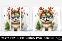 Baby Siberian Husky with Christmas Lights 20 Oz Tumbler Product Image 1