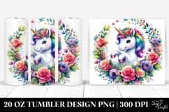 Cute Unicorn Floral Wreath Tumbler Product Image 1