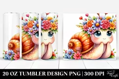 Cartoon-Style Snail with Flower Crown | 20 oz Tumbler Product Image 1