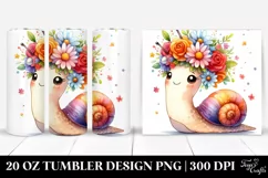 Cartoon-Style Snail with Flower Crown | 20 oz Tumbler Product Image 1
