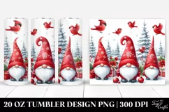 Cute Red Christmas Gnomes Clipart, Transparent 20 Oz Tumbler Product Image 1
