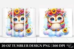 Cute Owl with Flower Crown 20 Oz Tumbler Product Image 1