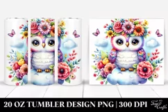 Cute Owl with Flower Crown 20 Oz Tumbler Product Image 1