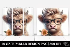 Highland Cow with Flower Bouquet, Transparent 20 Oz Tumbler Product Image 1