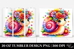 Cartoon-Style Snail with Flower Crown | 20 oz Tumbler Product Image 1