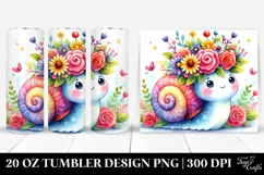 Cartoon-Style Snail with Flower Crown | 20 oz Tumbler Product Image 1